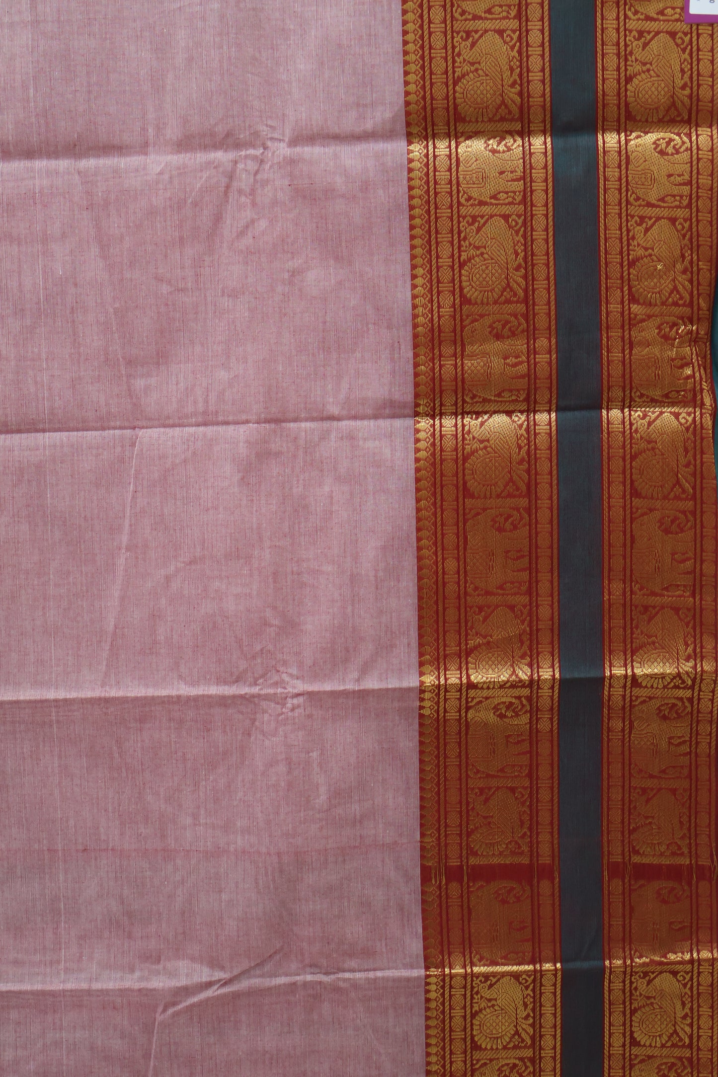 Chettinad Cotton Saree -Coral Pink