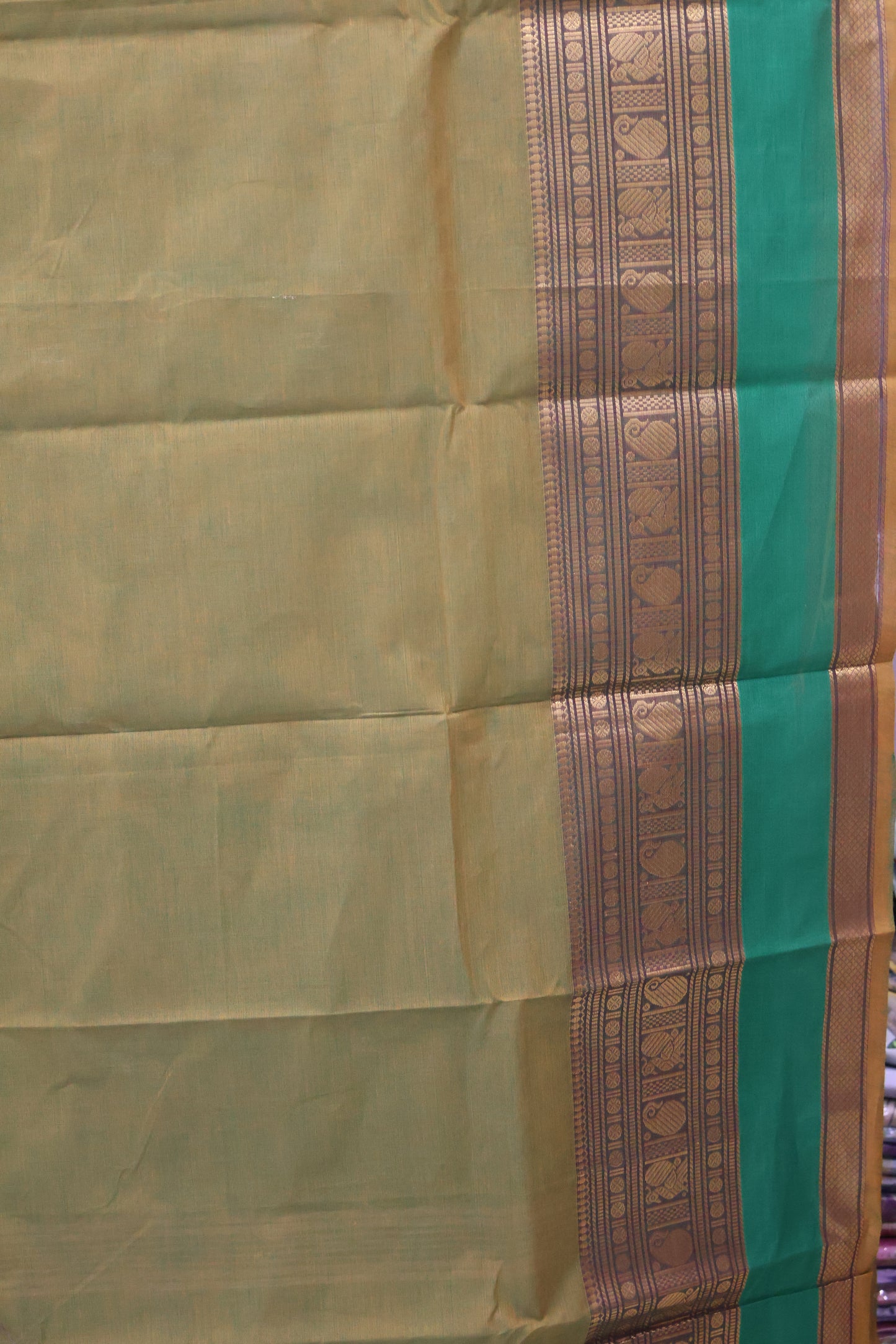 Chettinad Cotton Saree -Olive Green