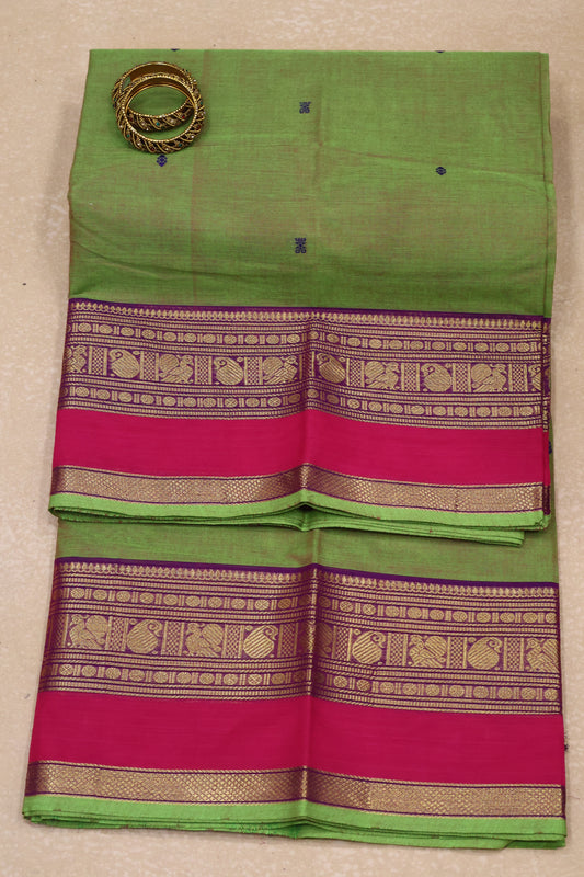 Chettinad Cotton Saree -Lite Green