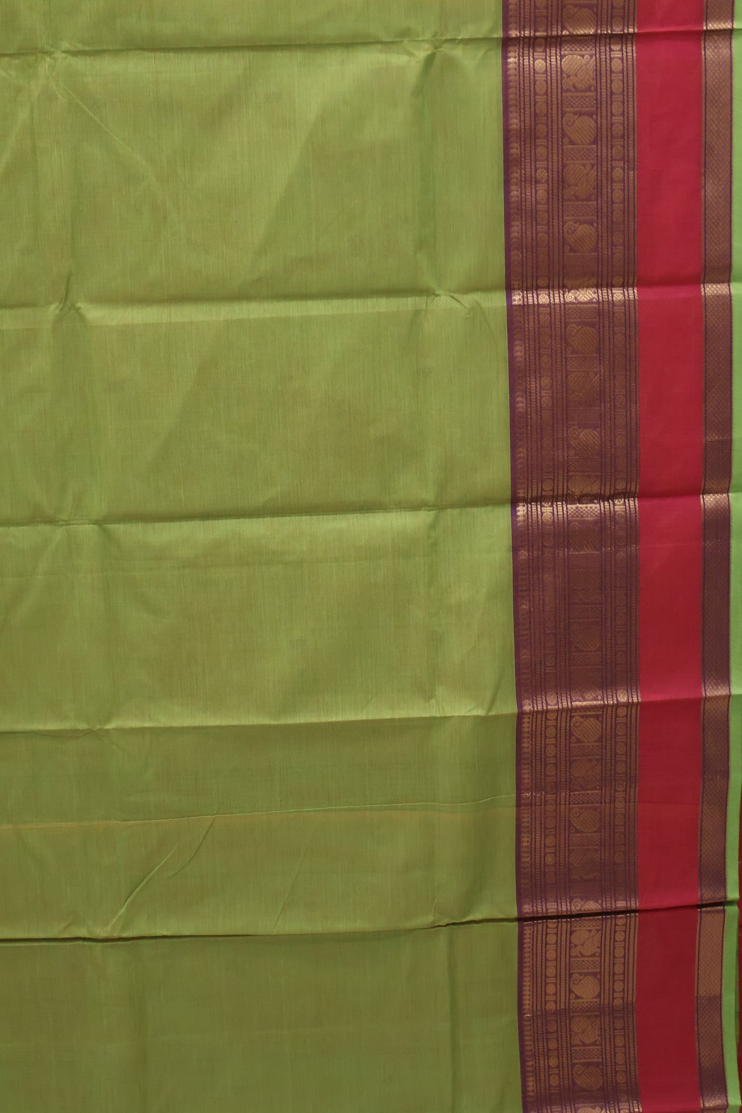 Chettinad Cotton Saree -Parrot Green