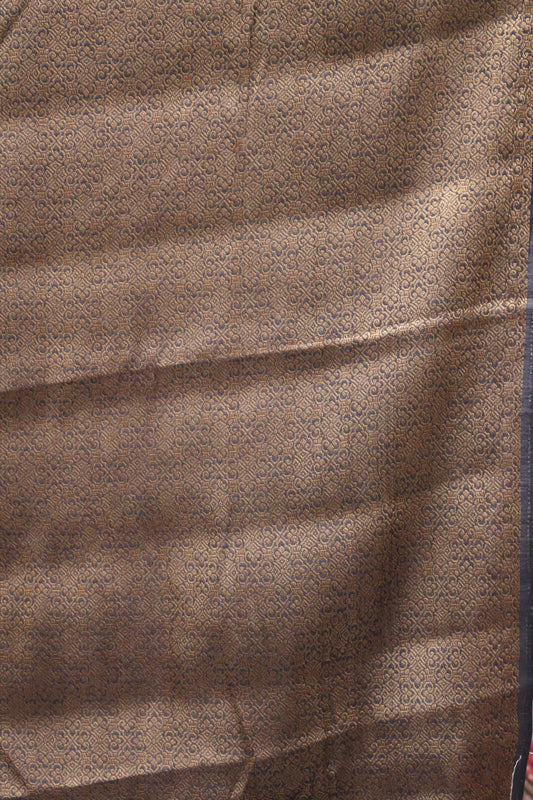 Printed Bamboo Silk Saree-Olive Green