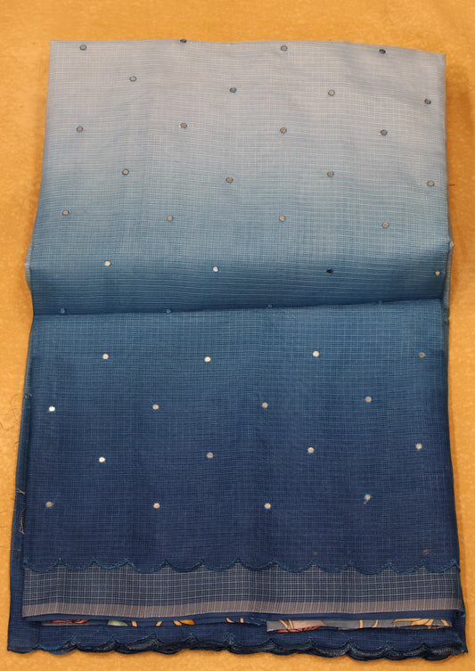 Silk Kota saree- Blue Kalamkari Pallu