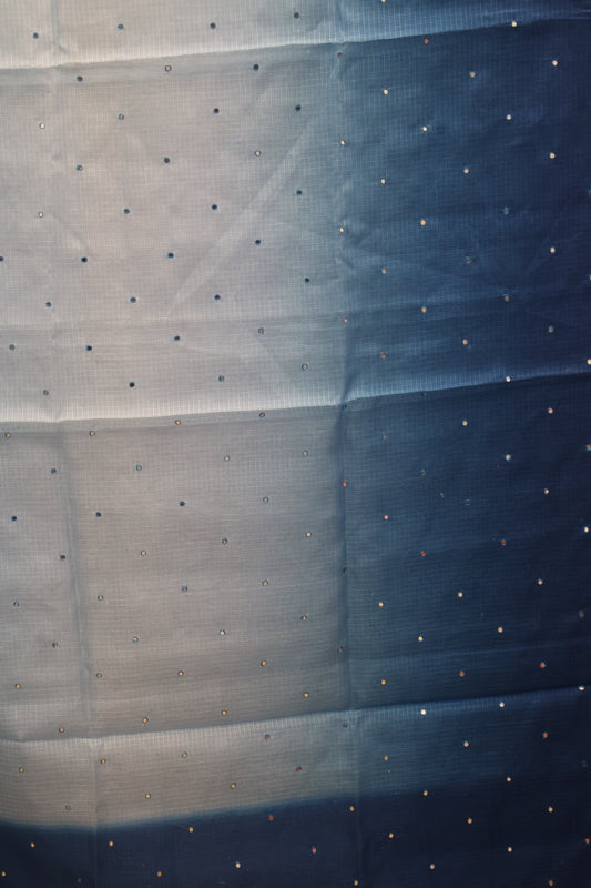 Silk Kota saree- Blue Kalamkari Pallu