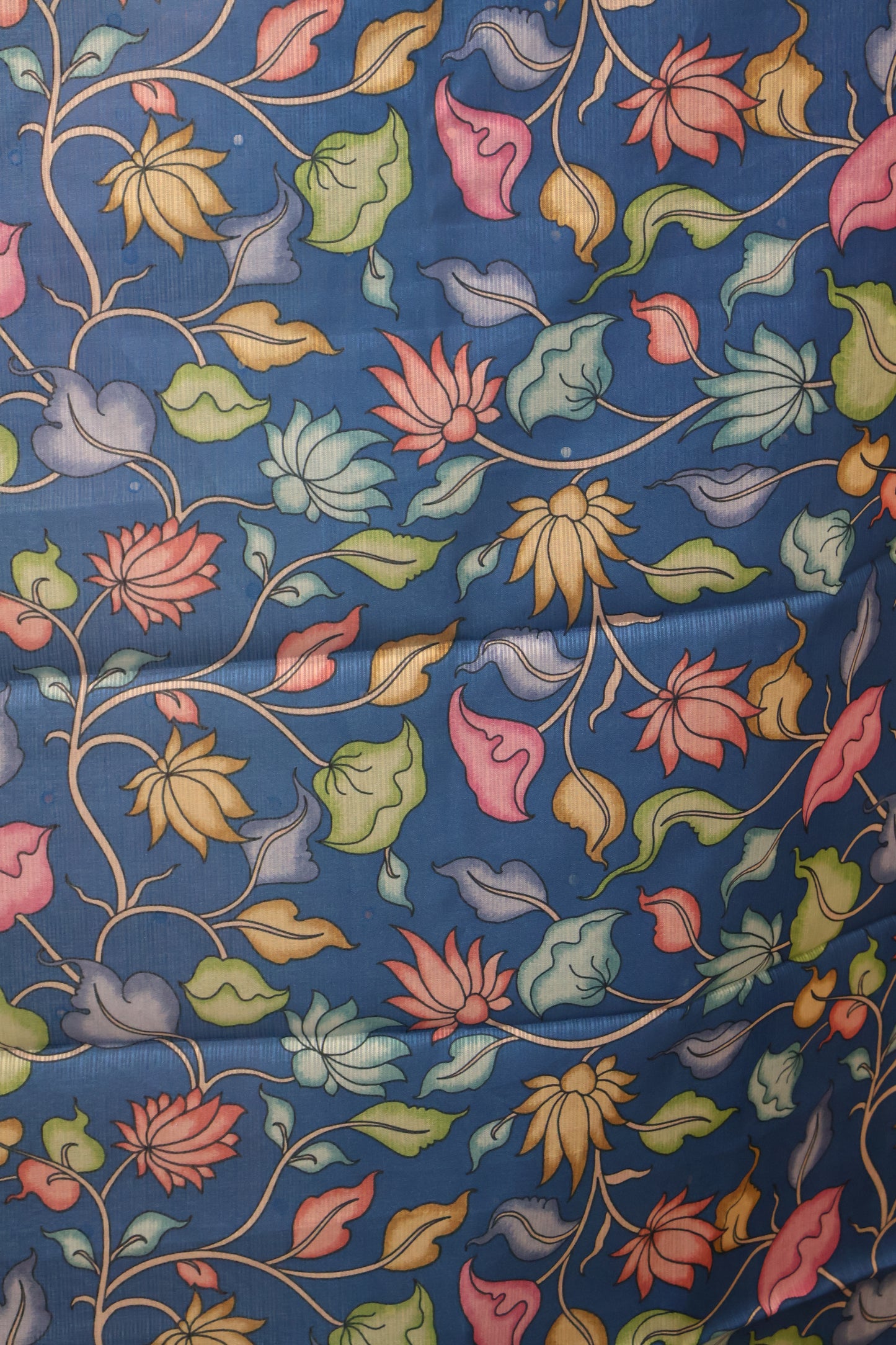 Silk Kota saree- Blue Kalamkari Pallu