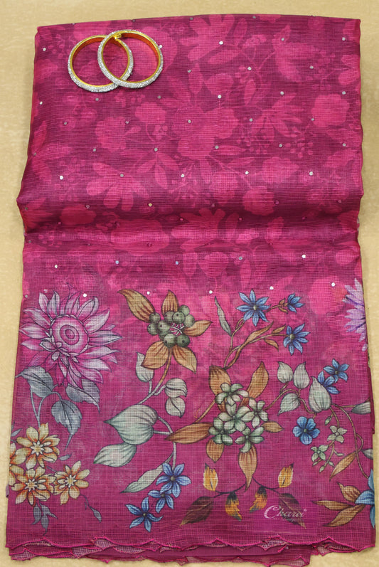 Silk Kota saree-Magnta Sunflower