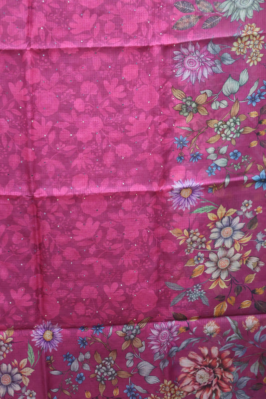 Silk Kota saree-Magnta Sunflower