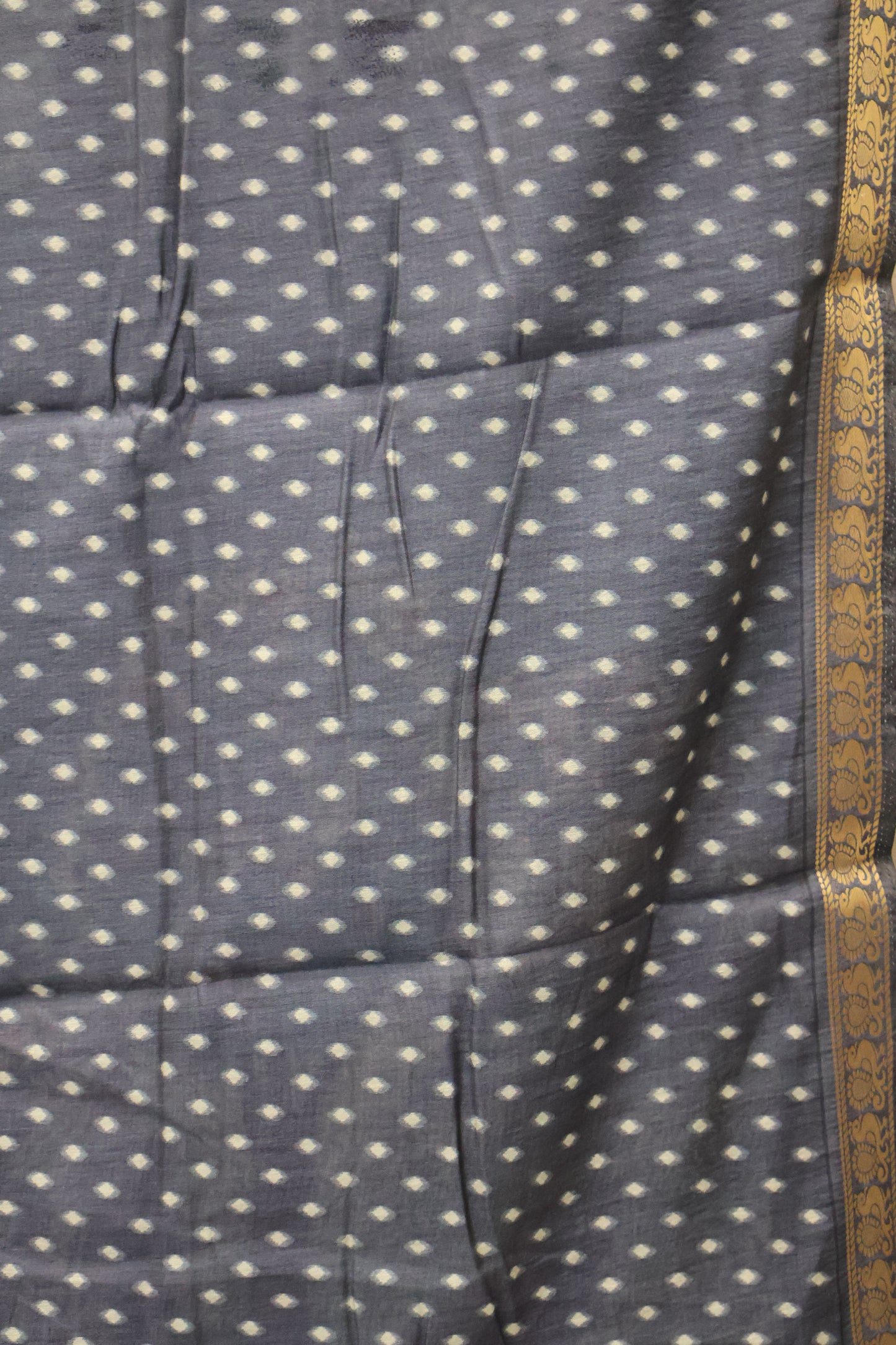 Malai Cotton Saree Mangalgiri Border-Navy Blue