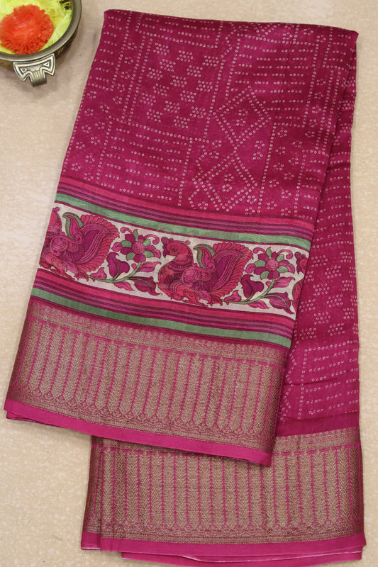 Pure Chanderi Saree-Magenta Peacock