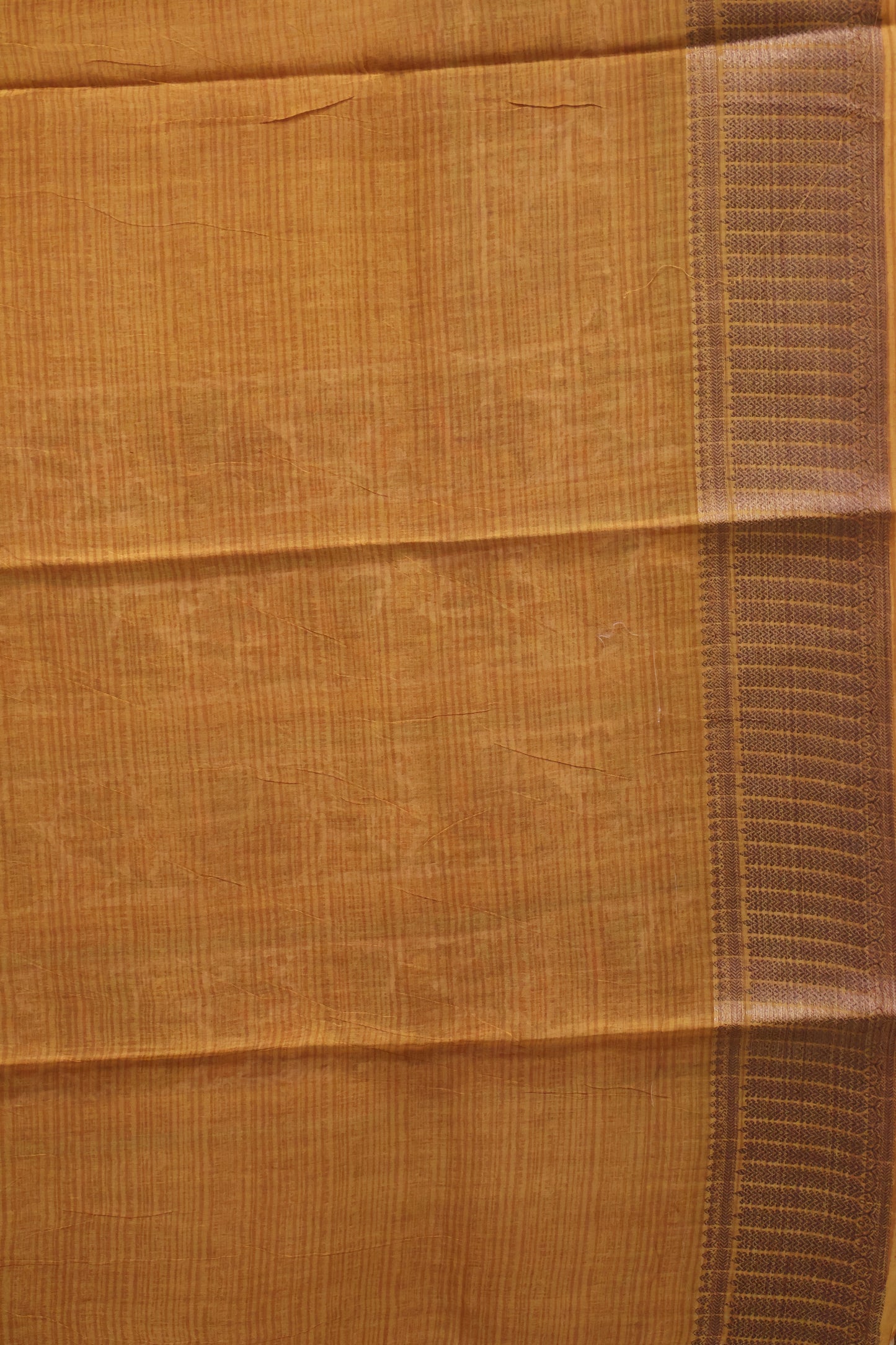 Pure Chanderi Saree-Mustard Peacock Border