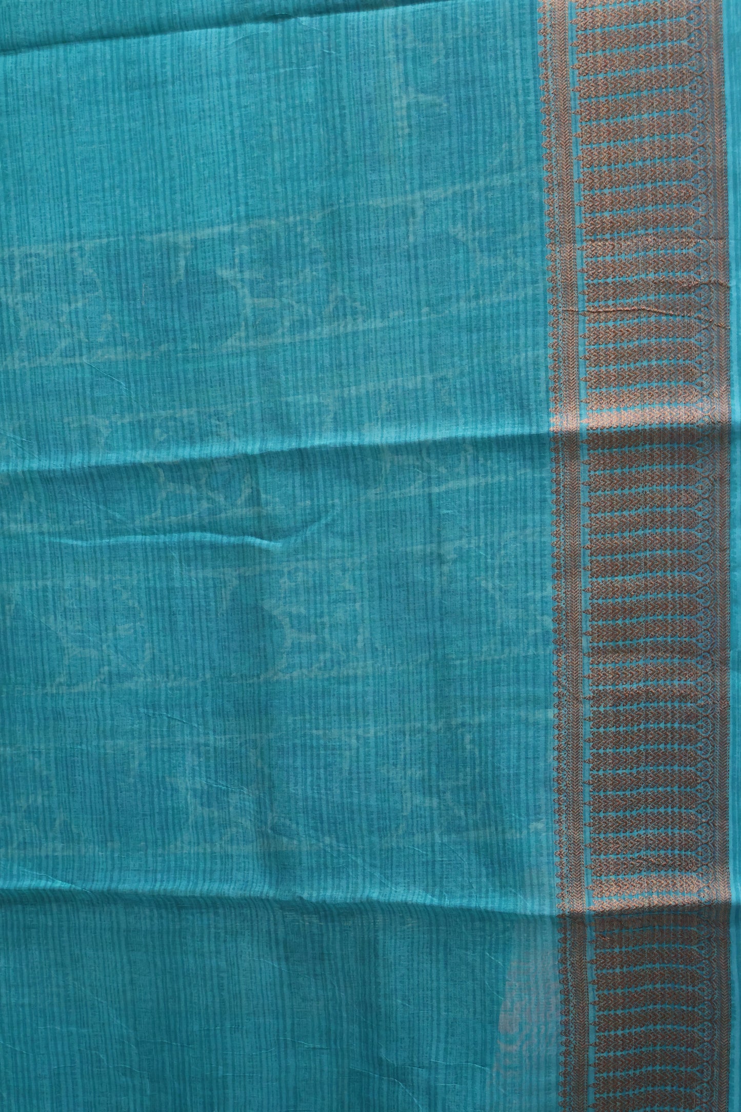 Pure Chanderi Saree-Teal Green Peacock Border