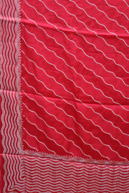 Satin Saree-Red Silver Zari