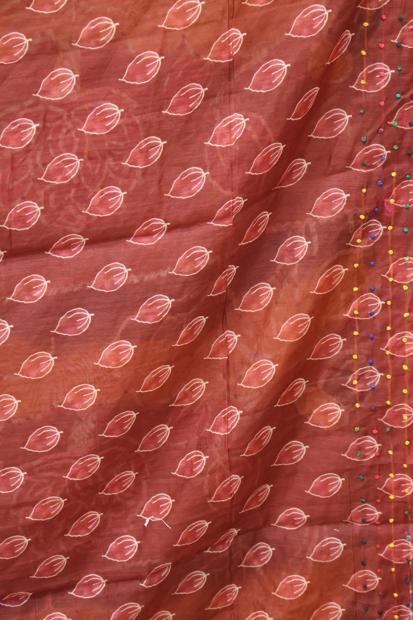 Semi Chanderi Saree -Brown Floral-Peacock Flower