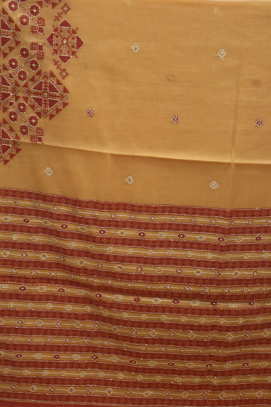 Handloom Saree-Orange Geometric