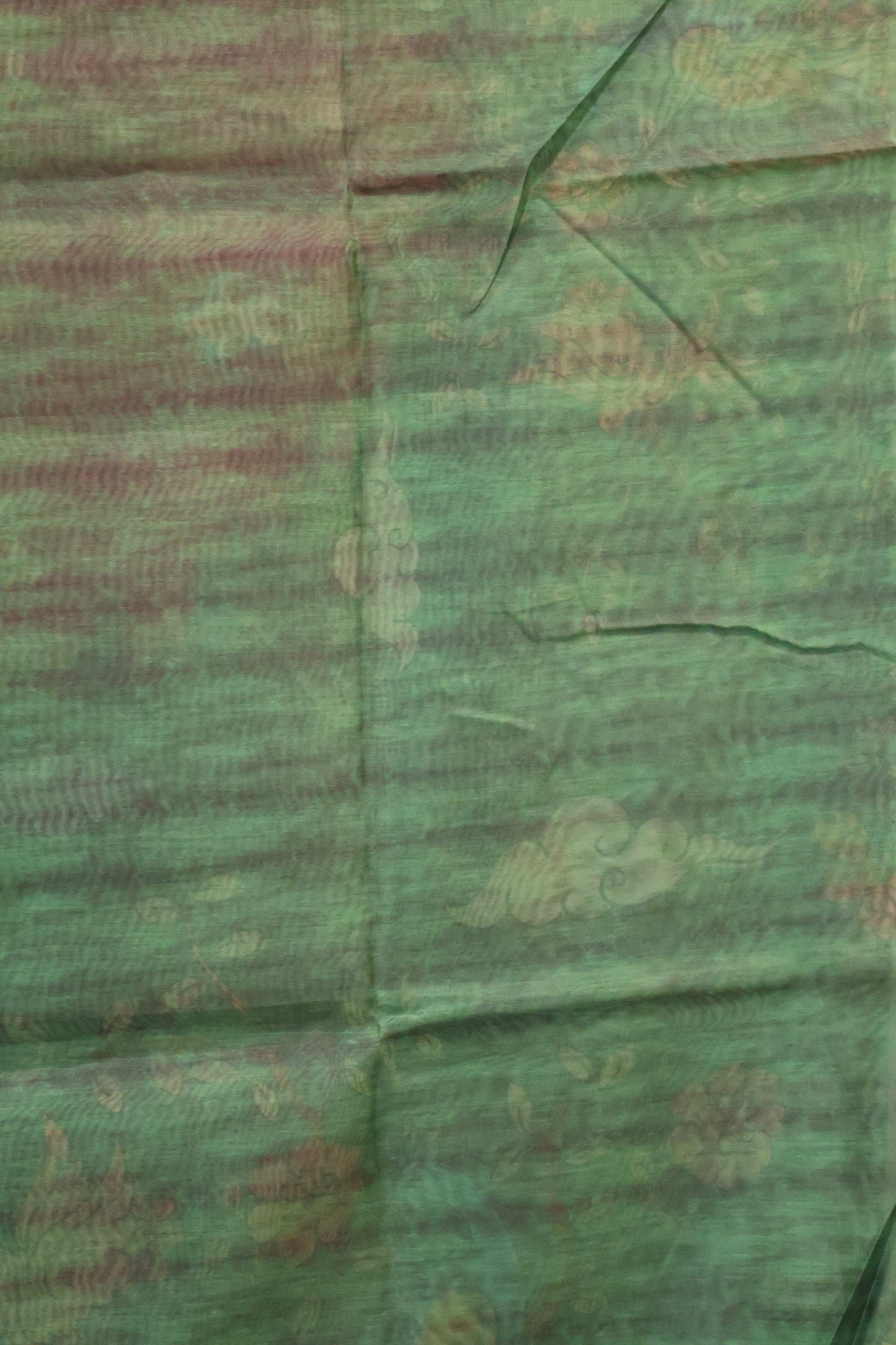 Semi Chanderi Saree- Green Deer Printed