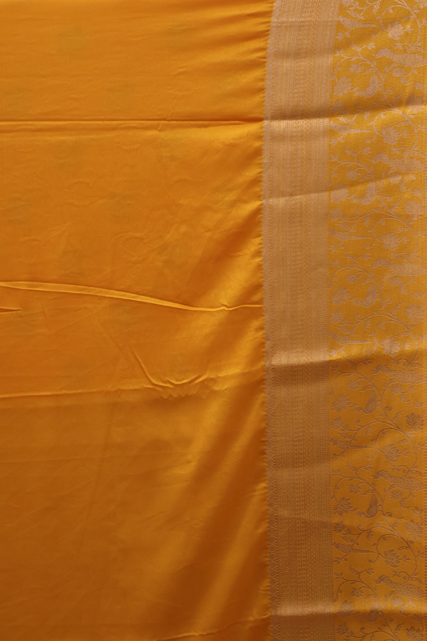 Banarasi Crepe Saree-Mango Yellow Elephant