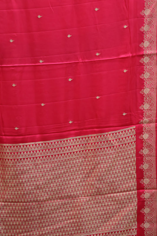 Satin Saree-Pink Jal Border