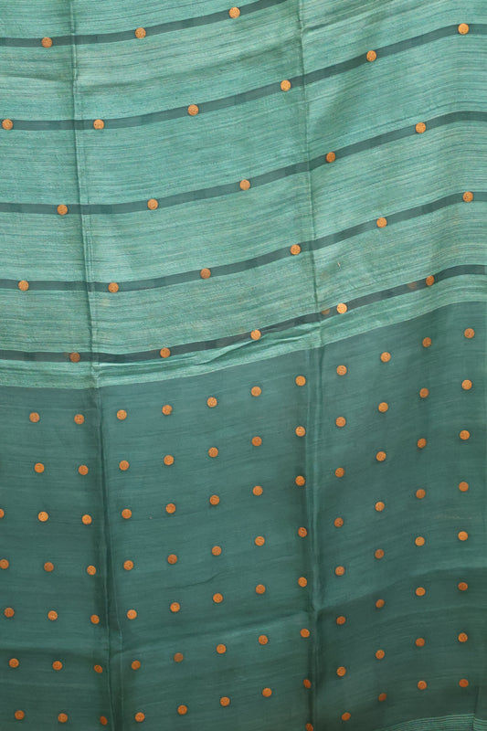 Pure Tussar Saree - Peacock Green