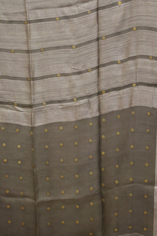 Pure Tussar Saree -Elephant Grey