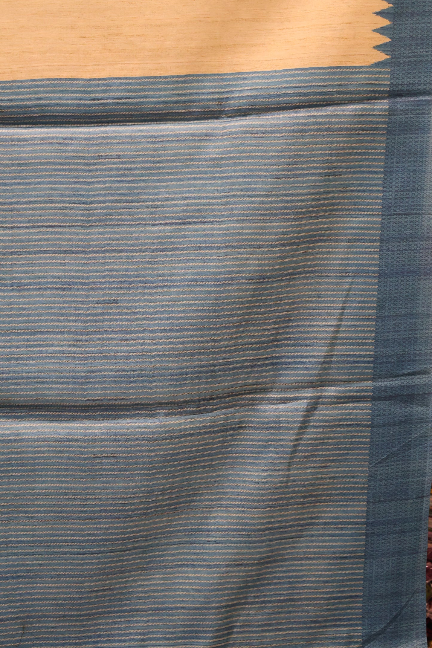 Semi Tussar Saree - Sky Blue Kalmkari Print