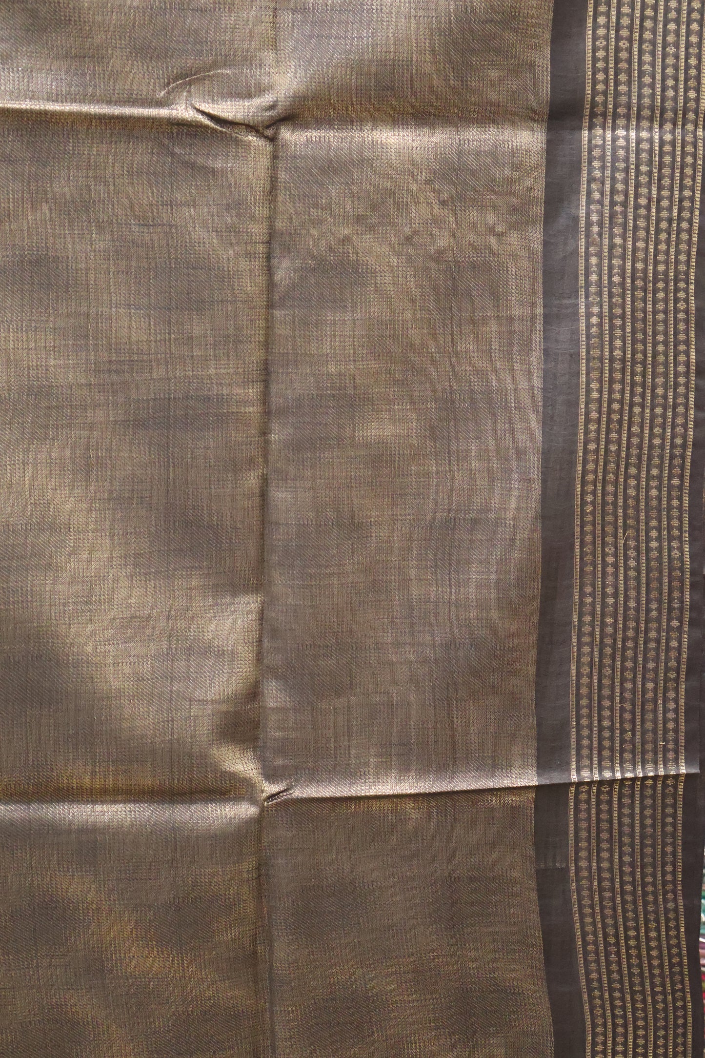 Bhagalpur Tissue Saree - Black Full Zari