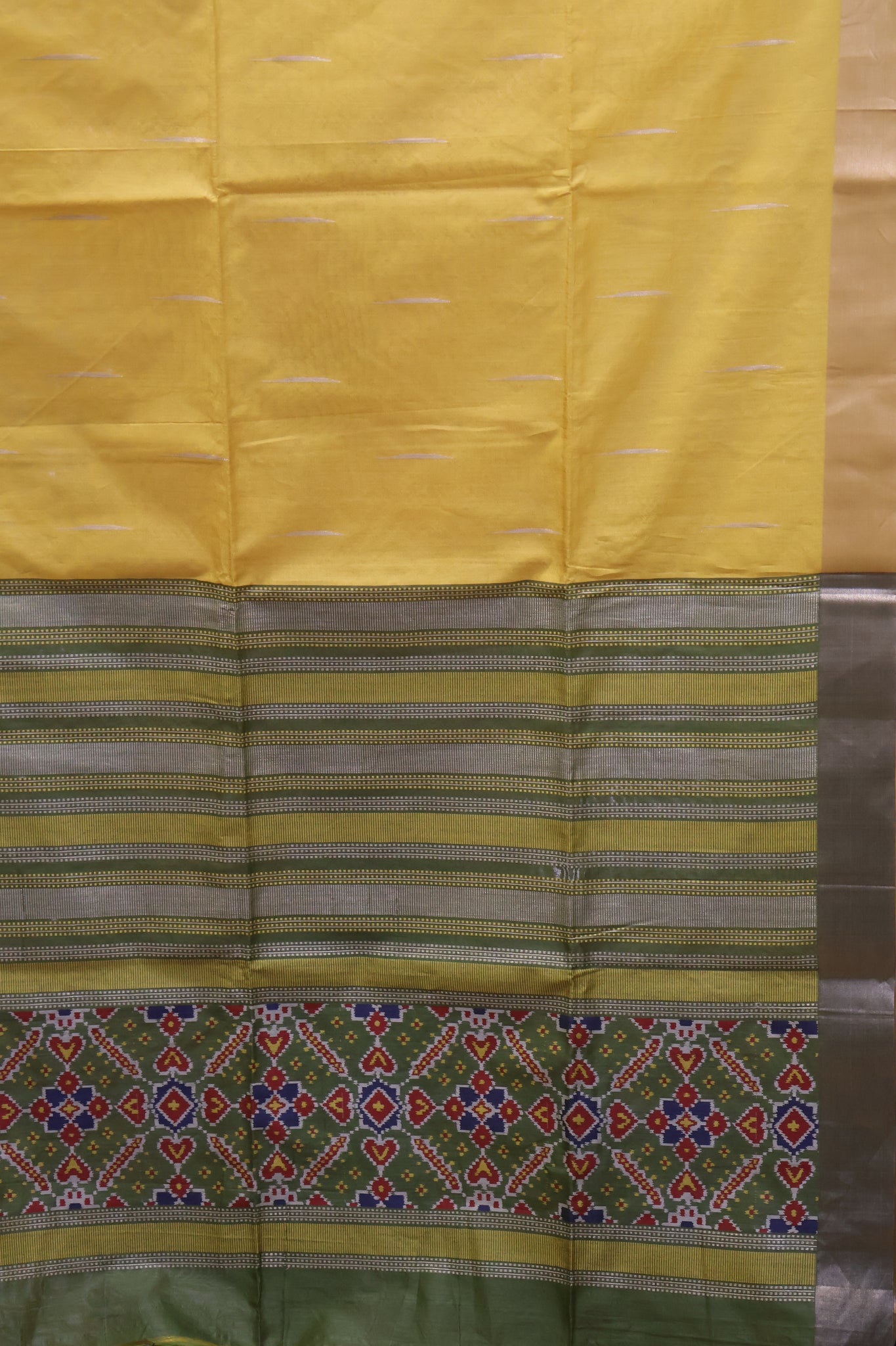 Semi Raw Silk Saree - Mustard Ikkat Print