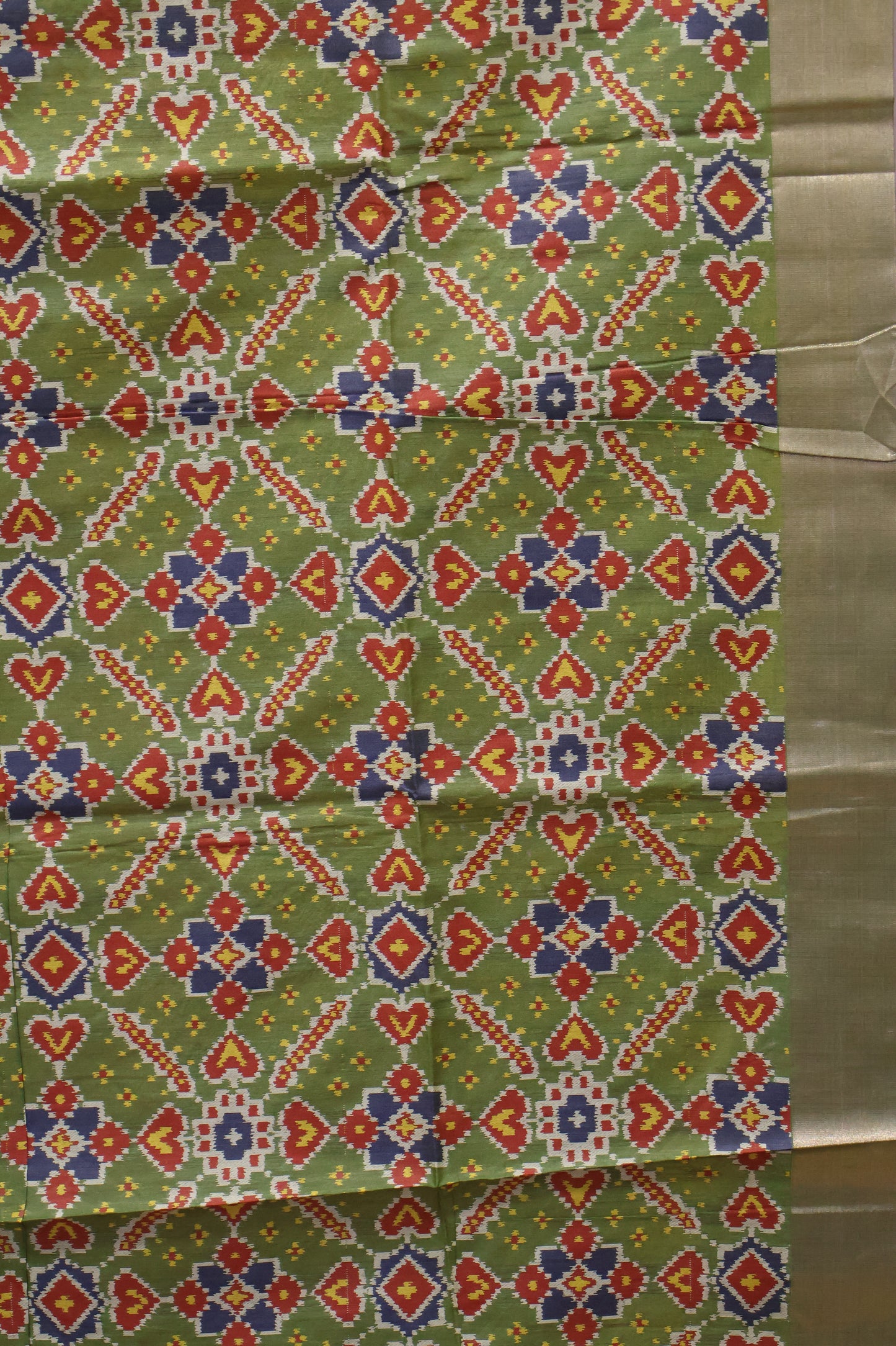 Semi Raw Silk Saree - Mustard Ikkat Print