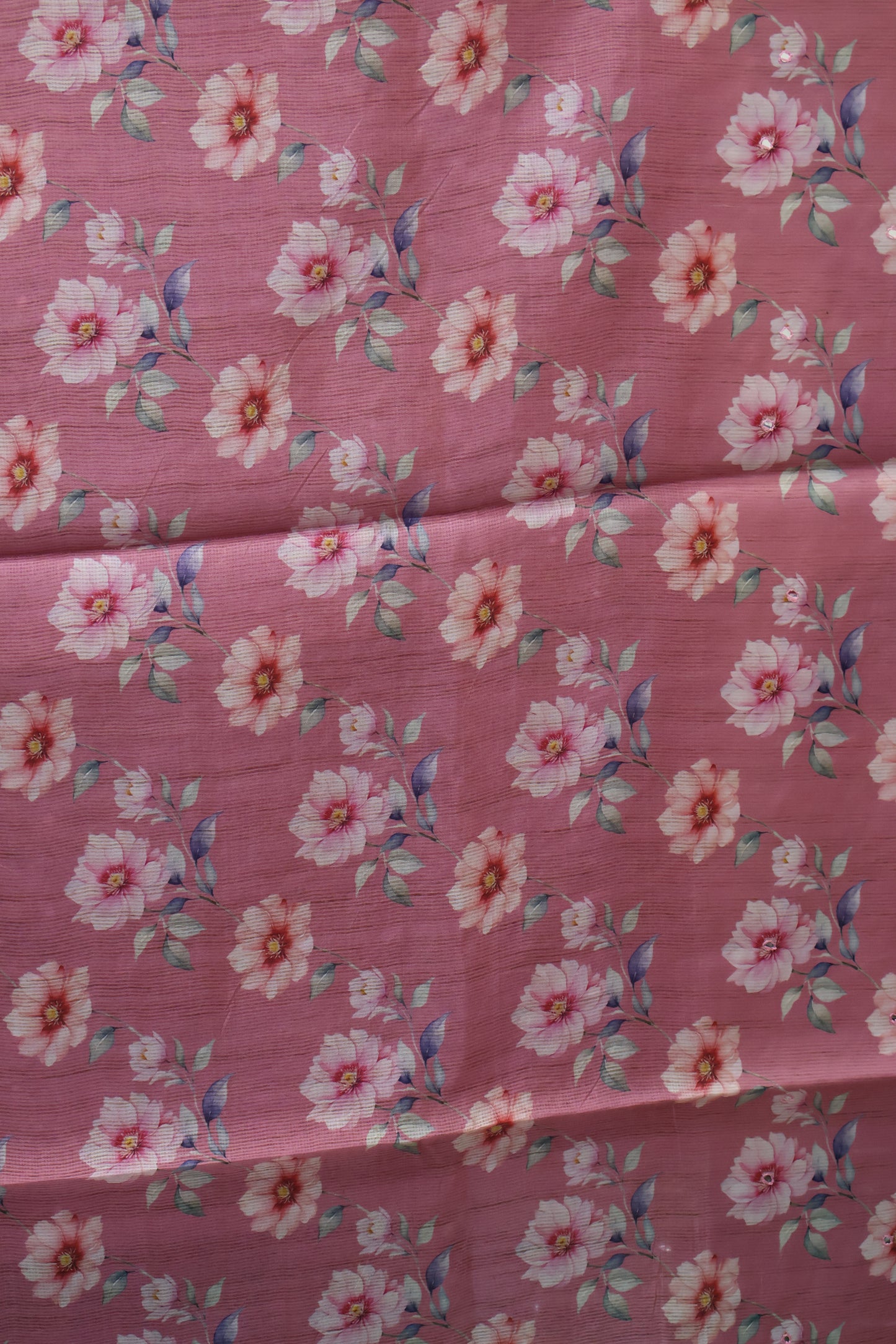 Tussar Kota saree-Pink Floral Print