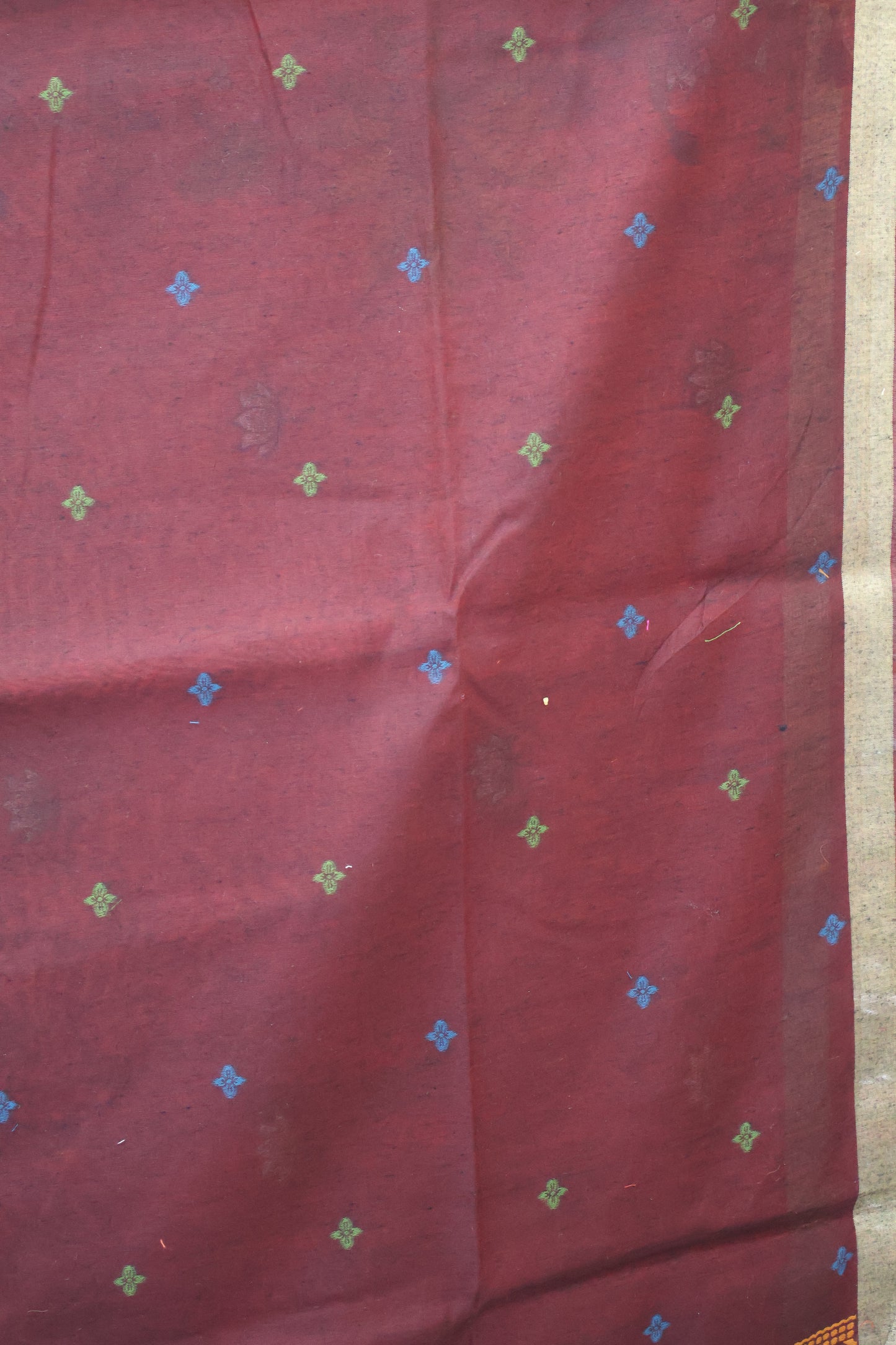 Handloom Jamdani Saree-Red Pichwai Border