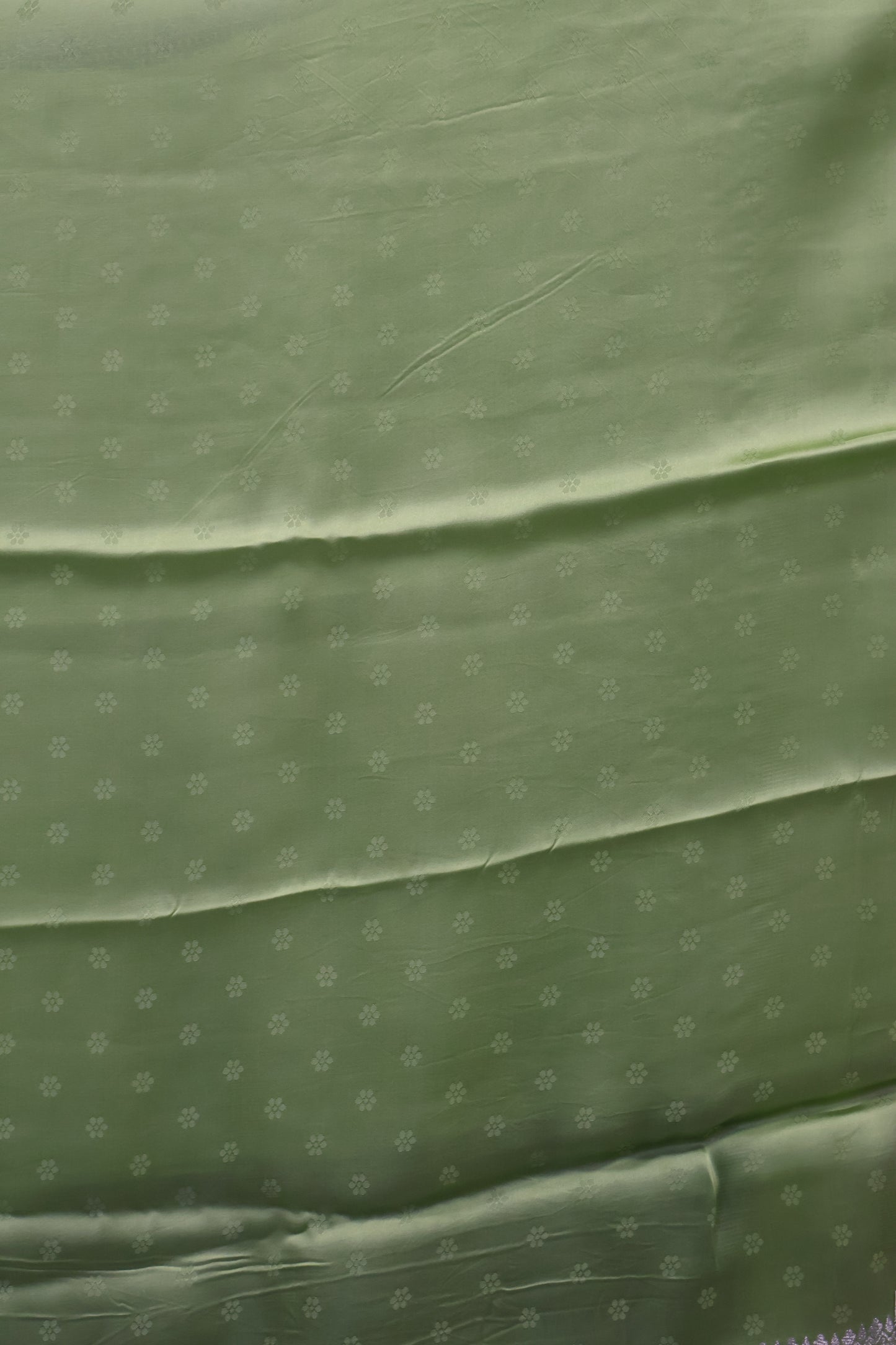 Banarasi Crepe Saree-Green Floral Silver Zari