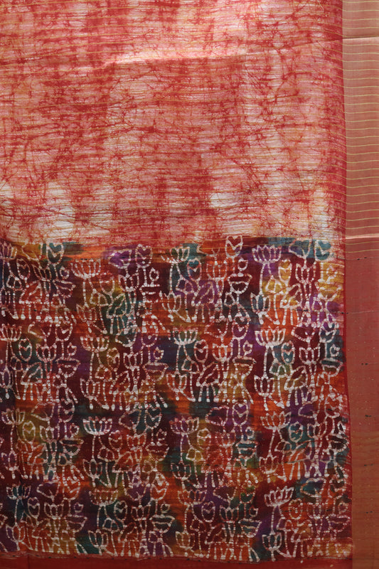 Art Bhagalpur Tussar Saree-Red