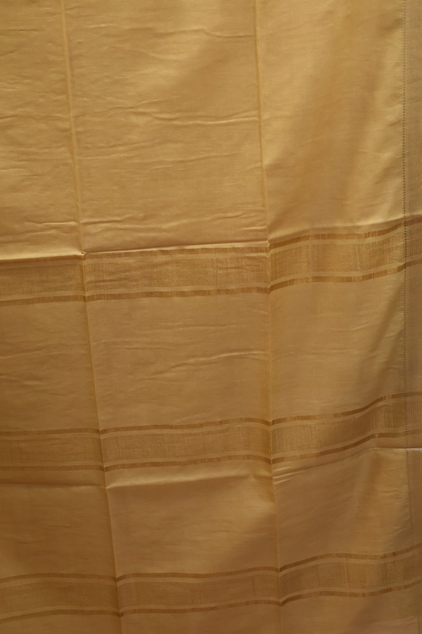 Art Bhagalpur Tussar Saree-Mustard Plain Small Border