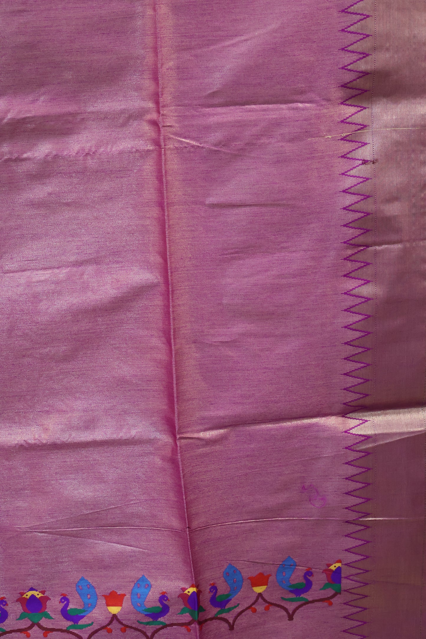 Semi Raw Silk Saree -Purple Paithani