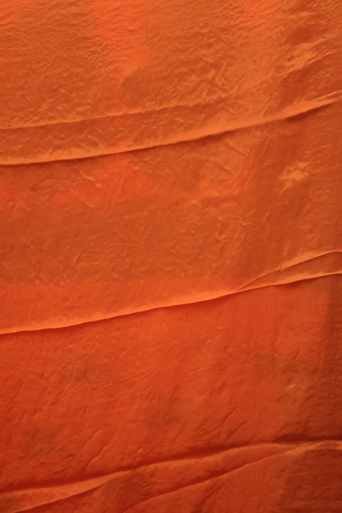 Banarasi Crepe Saree-Orange Zig Zag Flower Border