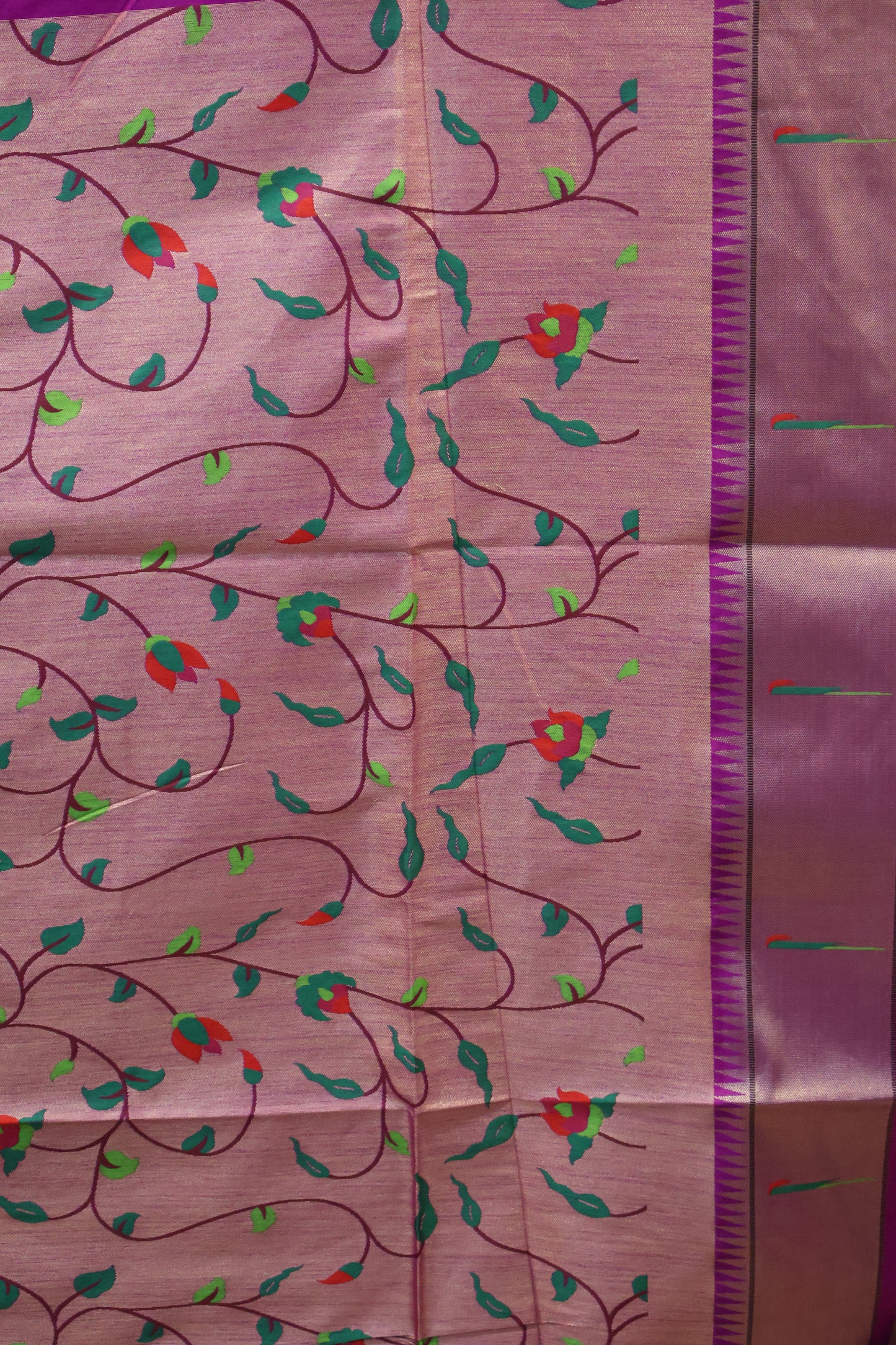 Semi Raw Silk Saree -Purple Round Buta