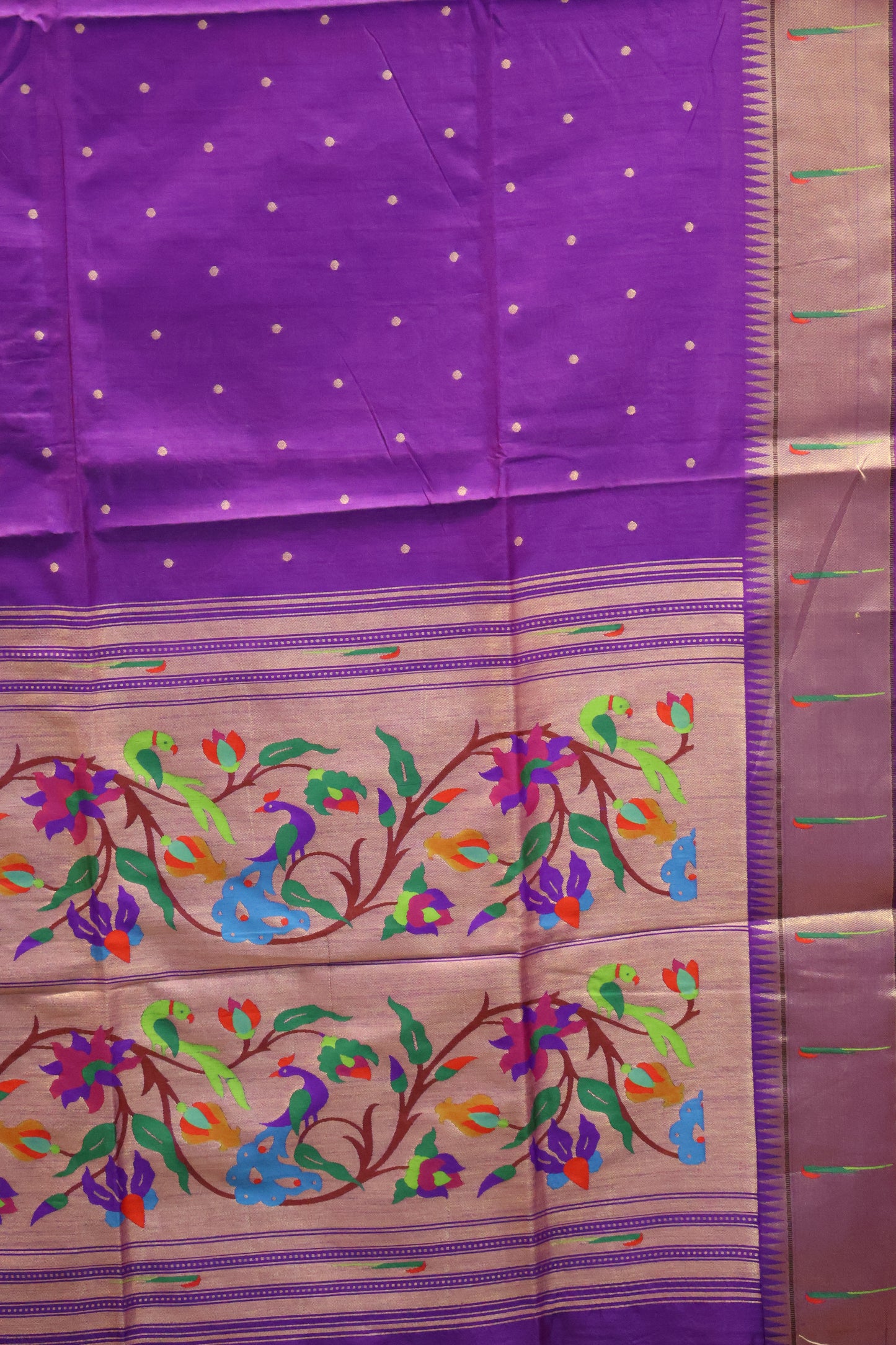 Semi Raw Silk Saree -Voilet Round Buta