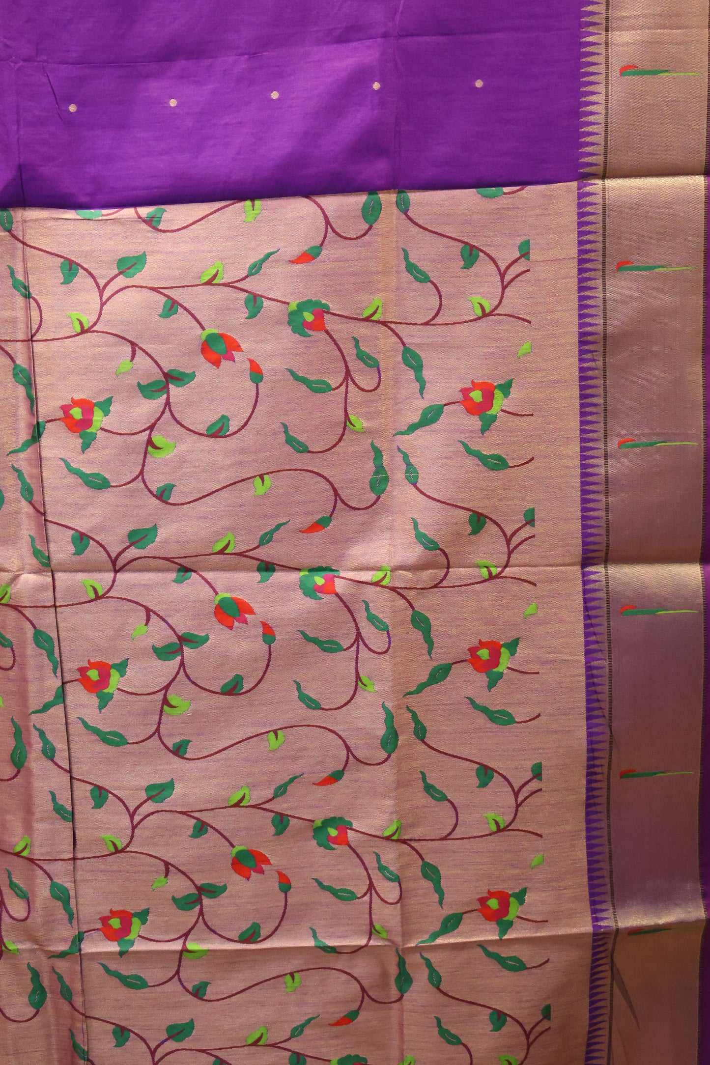 Semi Raw Silk Saree -Voilet Round Buta