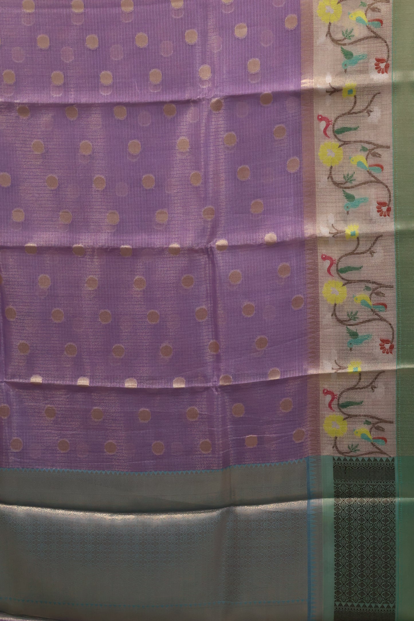 Art Zari Kota Saree -Purple Round Buta