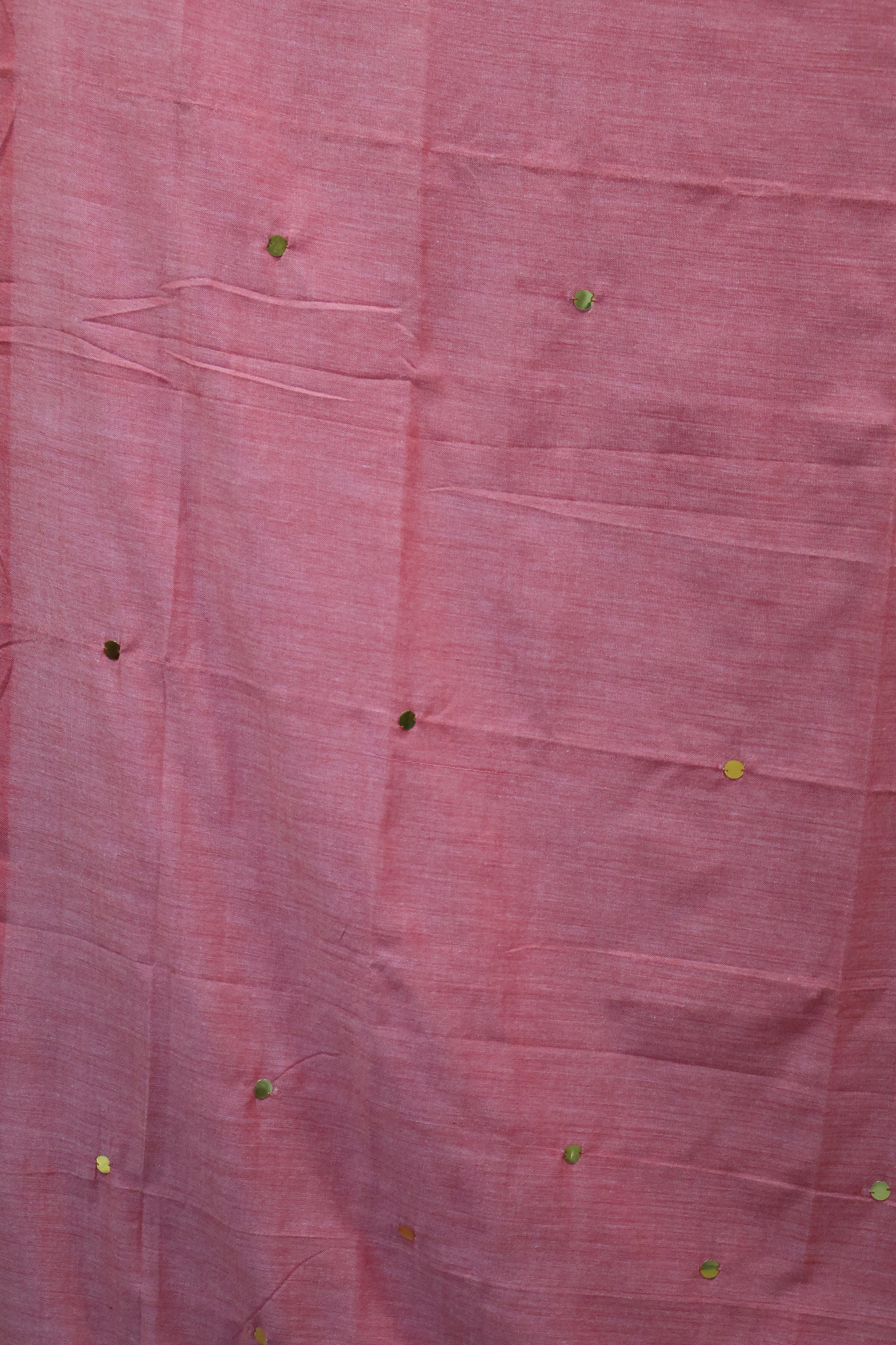 Khadi Cotton Saree -Coral Red Chumki