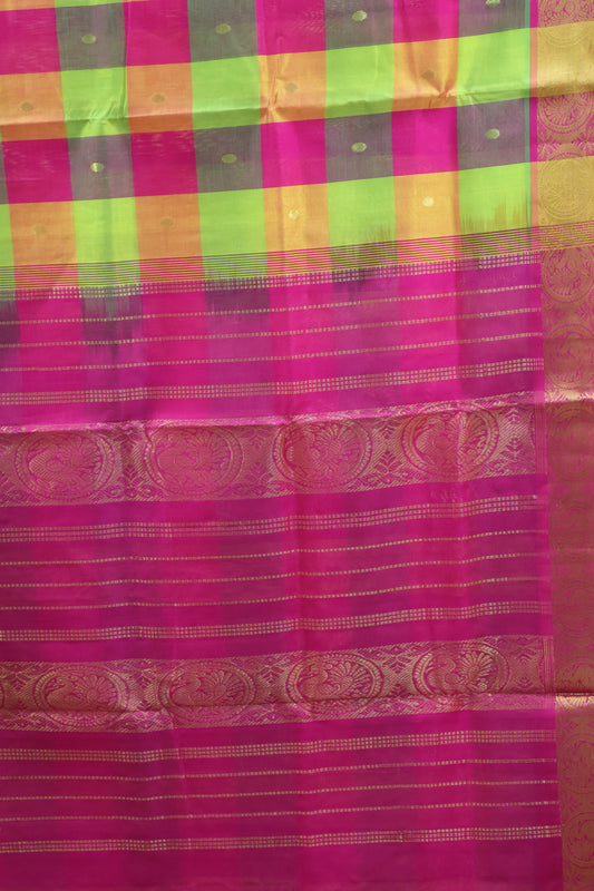 Pure Silk Cotton Saree-Big Colour Checks