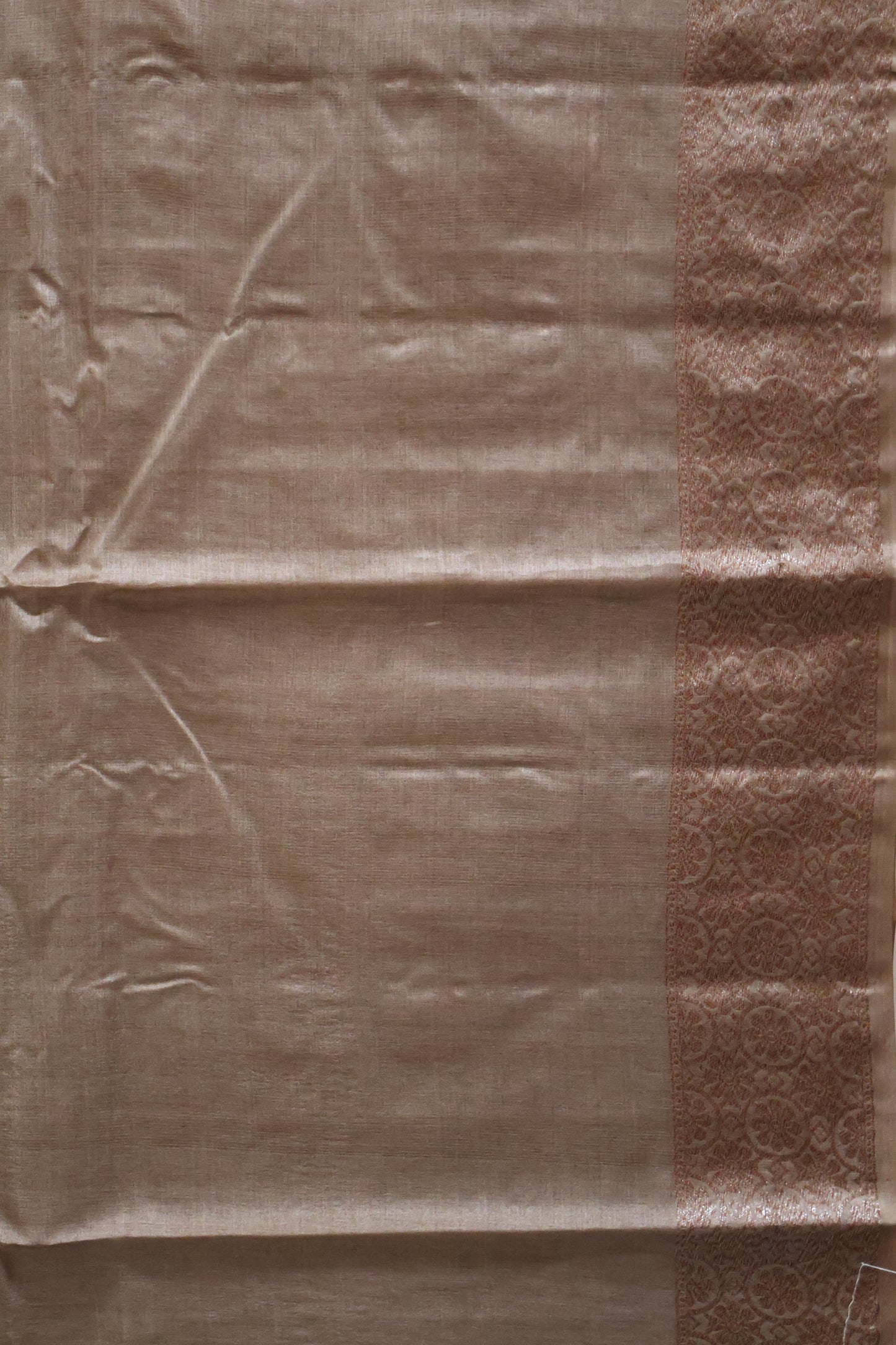 Pure Tussar Silk Saree -Lite Brown Lotus Design