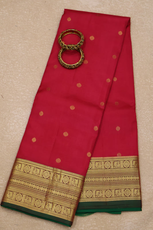 Pure Kanjivaram Silk Saree -Red Body Butta