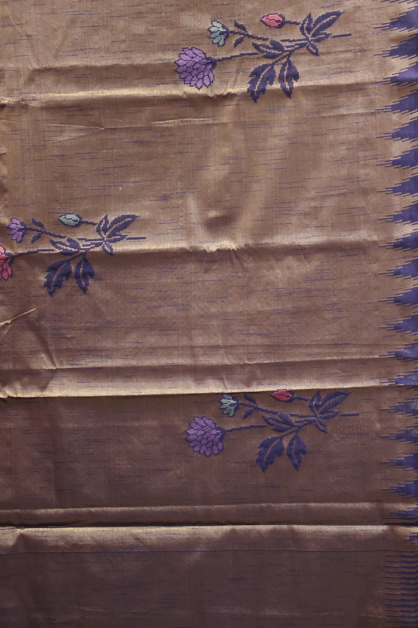 Tissue Silk Saree-Blue Large Tower Border