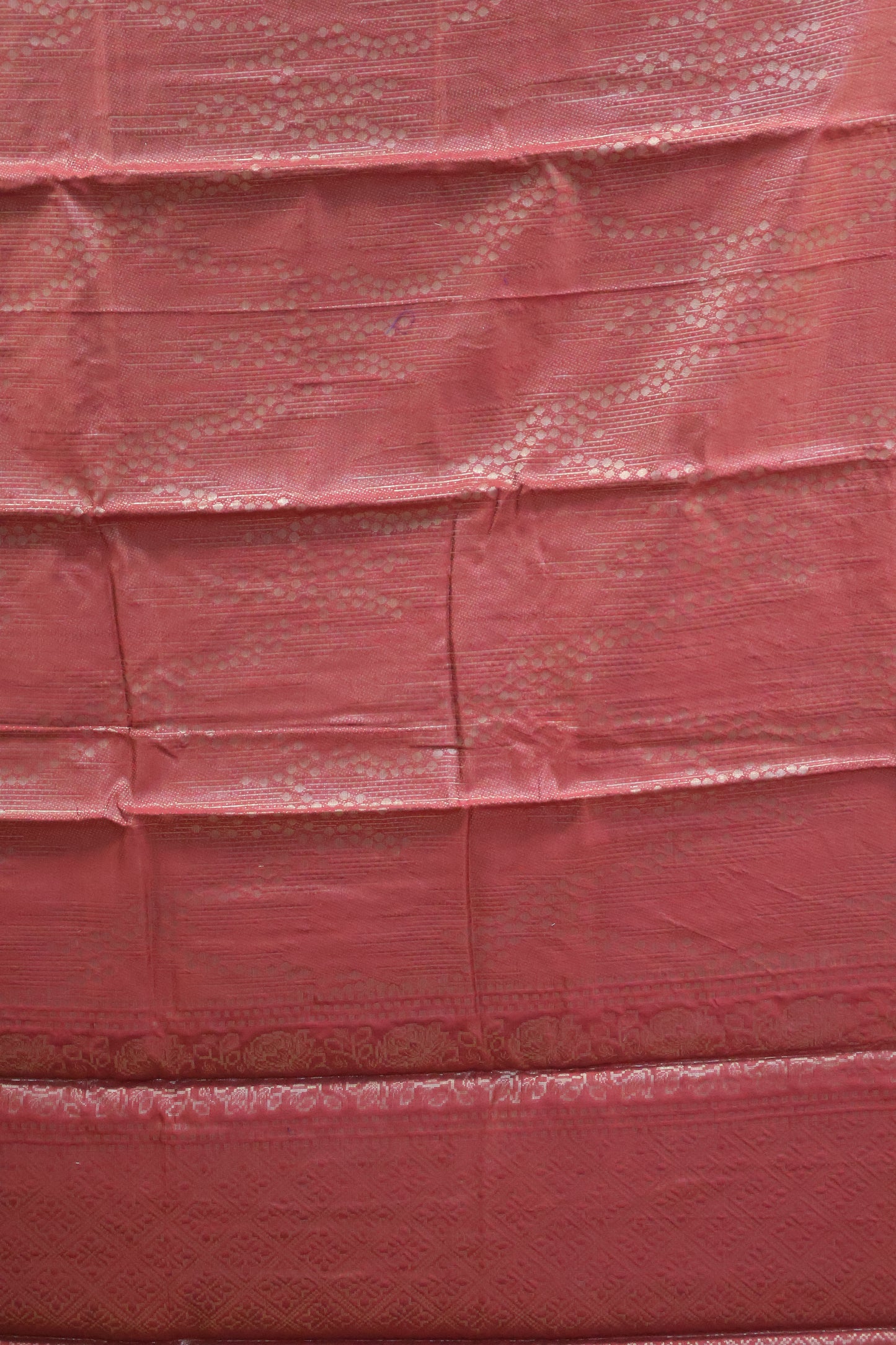Tissue Silk Saree-Maroon Line & Dots Design