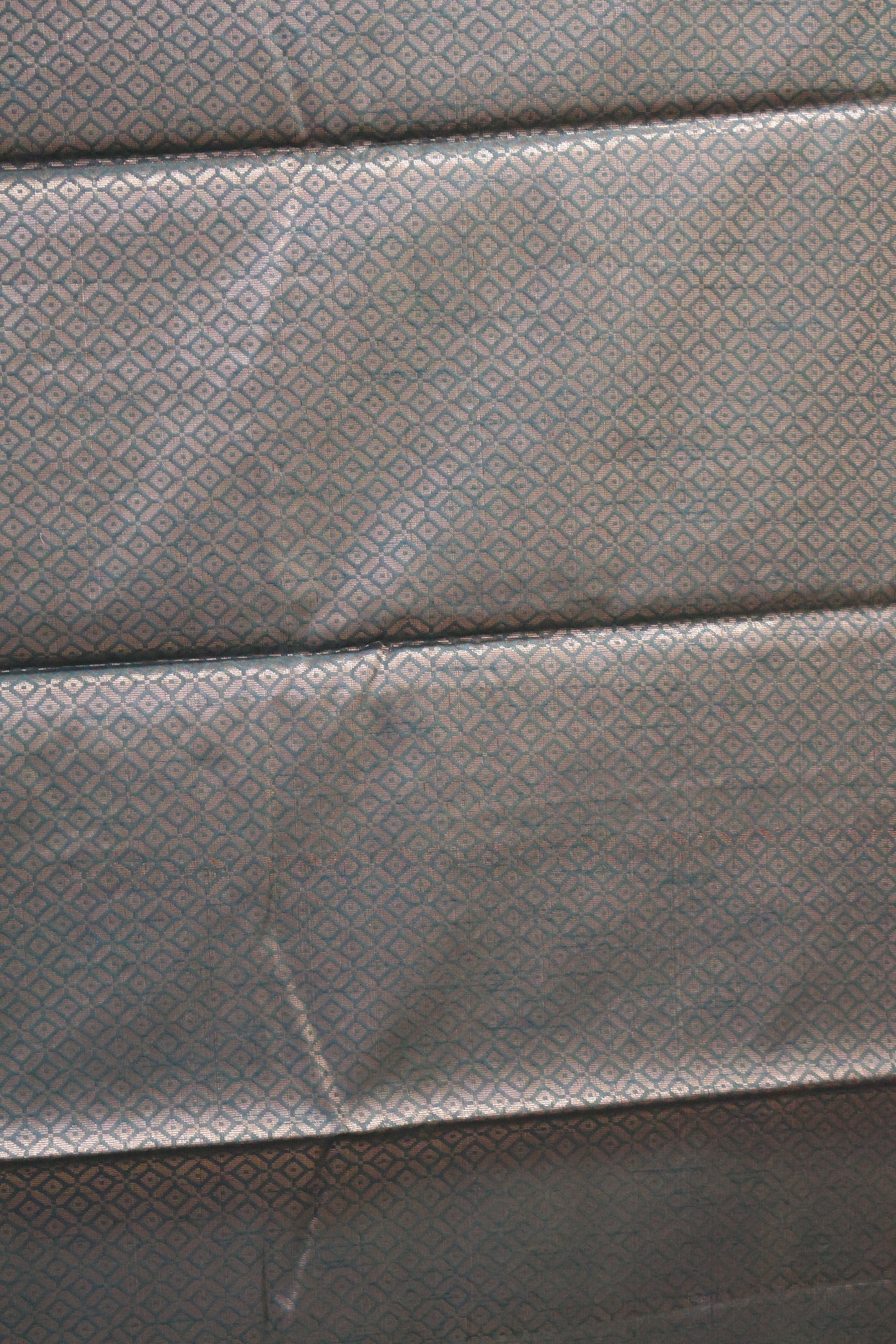 Tissue Silk Saree-Bottle Green Line & Dots Design