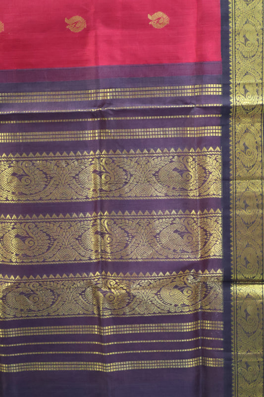 Pure Silk Cotton Saree-Maroon Korvai Buta