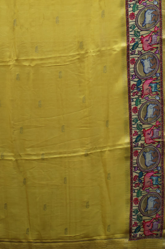 Pure Dola Silk Saree-Mustard Pichwai Print