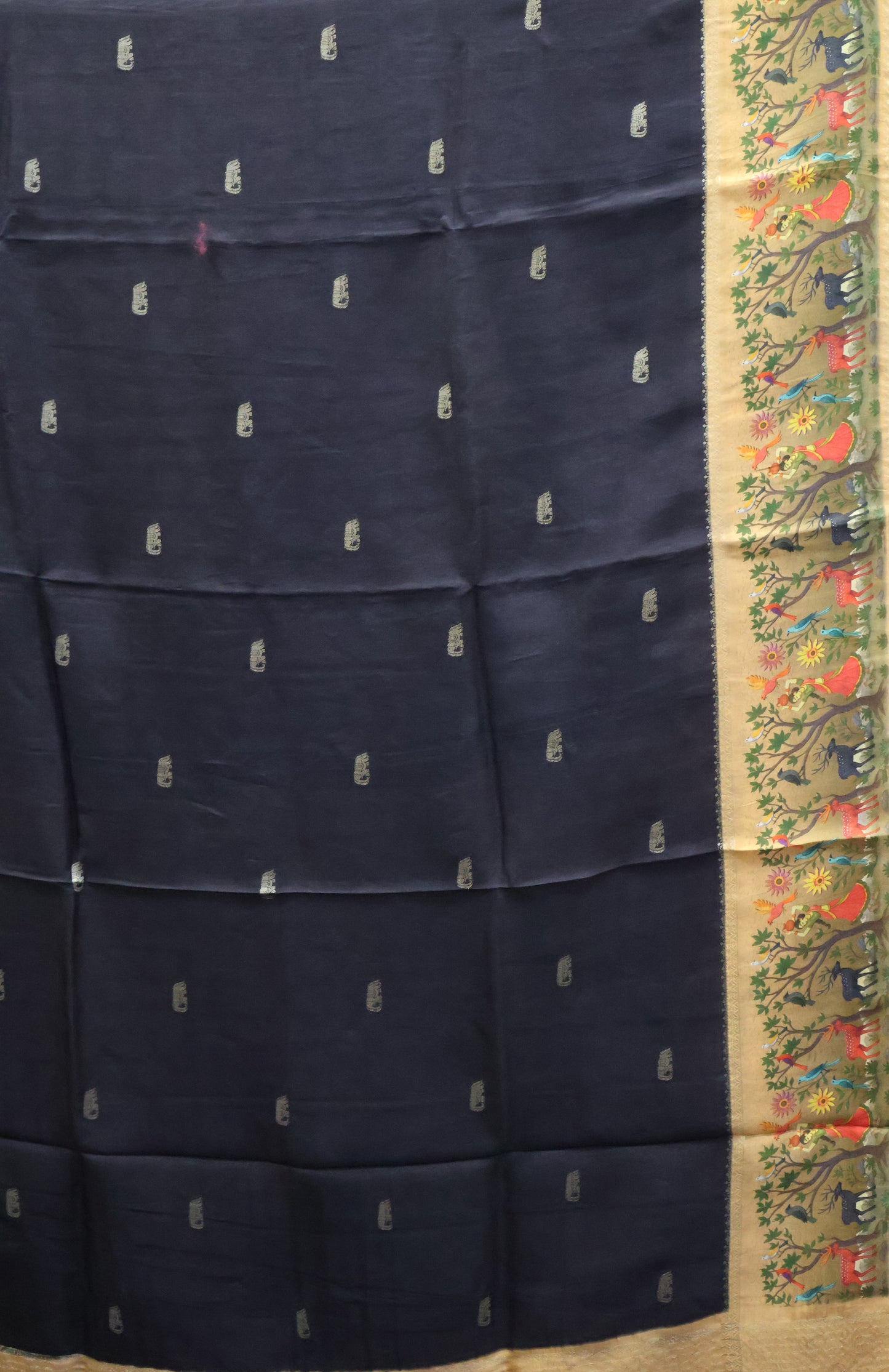 Pure Dola Silk Saree-Black Elephant