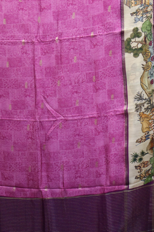 Pure Dola Silk Saree-Purple Swan