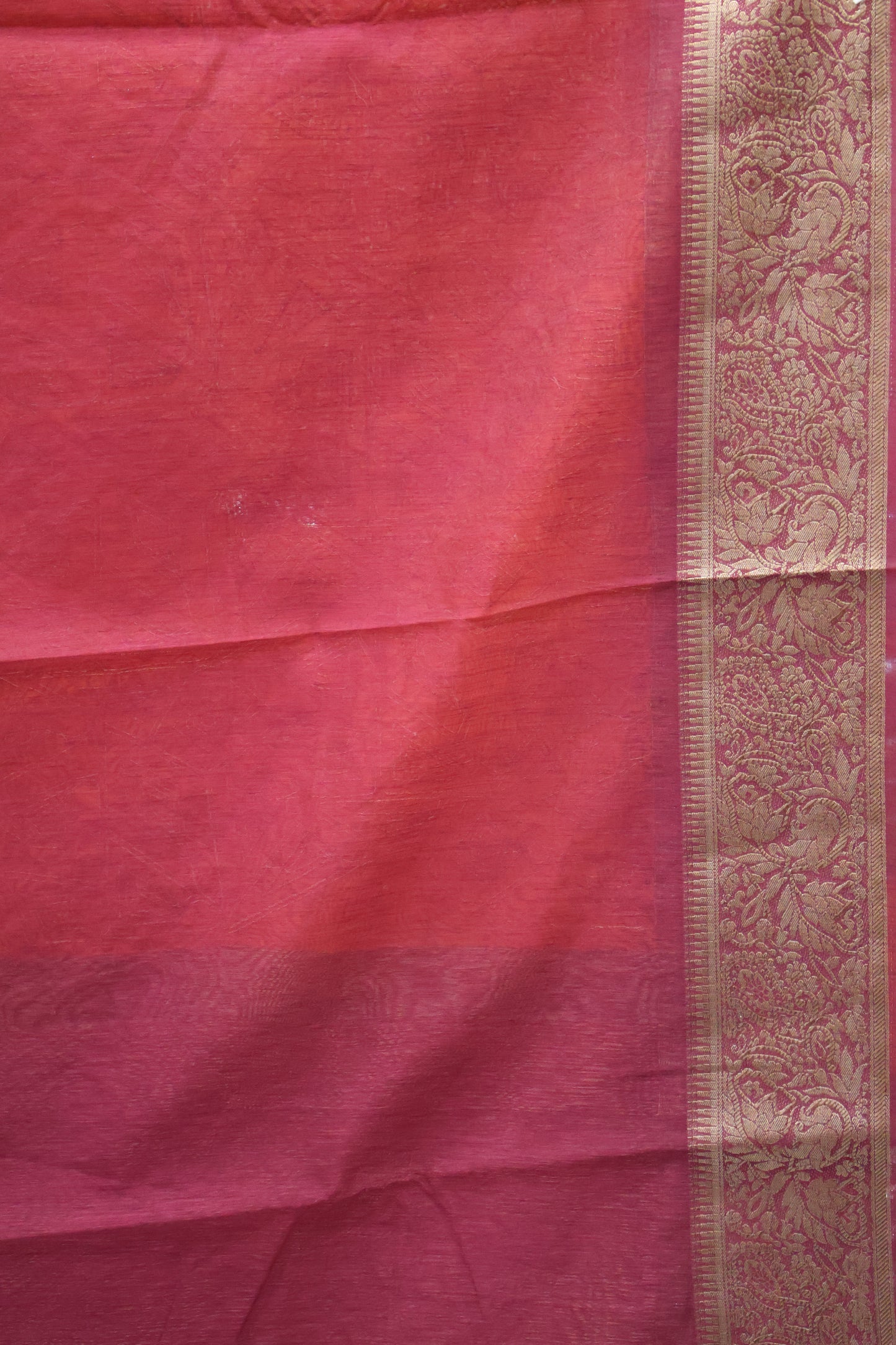 Bamboo Silk Saree-Bright Orange Sequence Work
