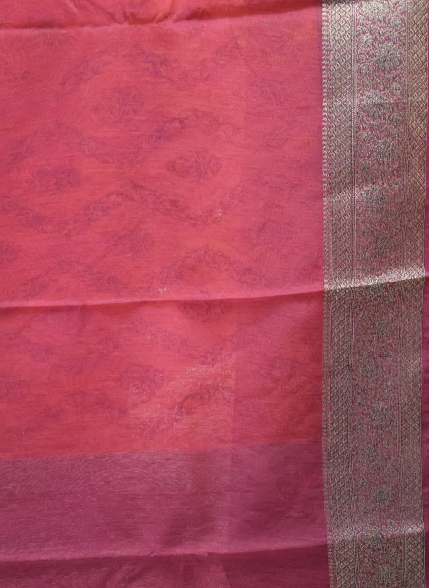 Bamboo Silk Saree-Bright Orange Sequence Work